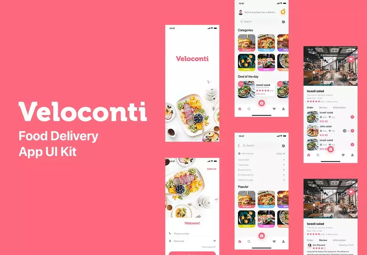 Veloconti - Food Delivery App UI Kit