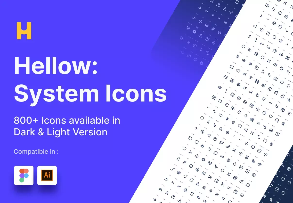 800+ Icons available in Dark & Light Version