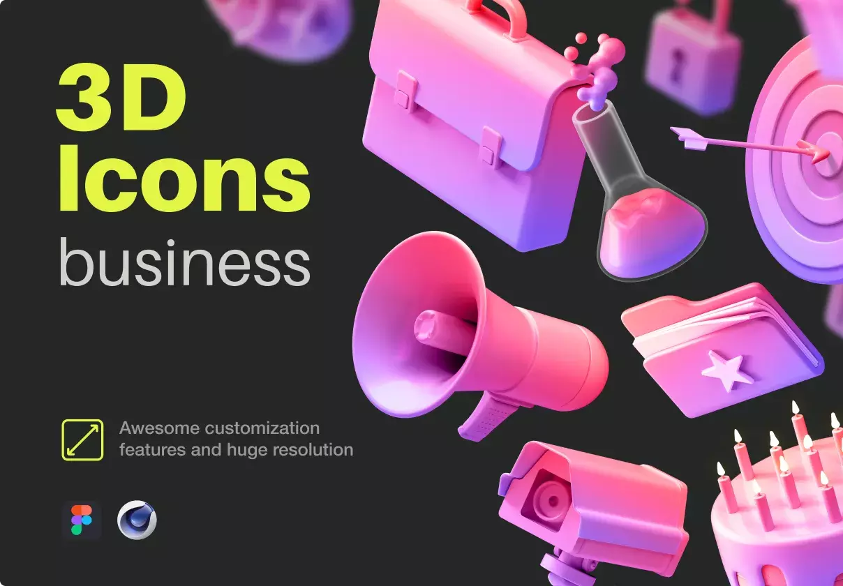 Easily customizable 3D icons for your Websites, Startups, Apps, Games, Presentations.