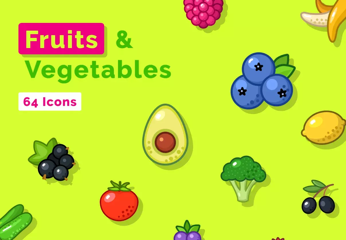 Fruits & Vegetables Icons Set