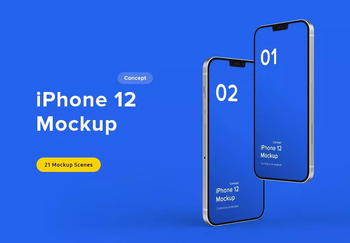 iPhone 12 Mockup - 21 Mockups Scenes