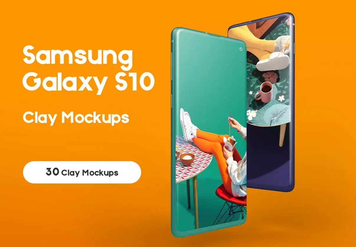 30 Samsung Galaxy S10 Clay Mockup