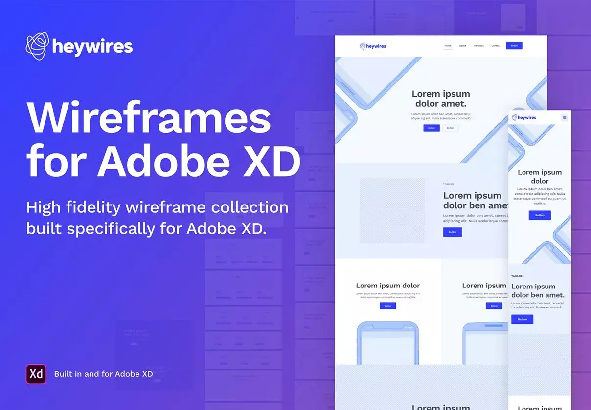 heywires - Adobe XD Wireframe Kit