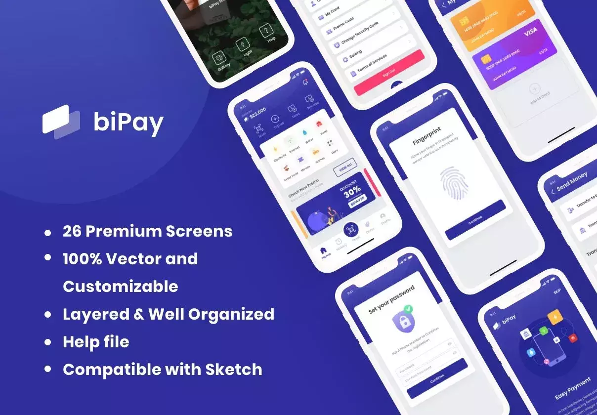 biPay - eWallet Mobile App UI Kit