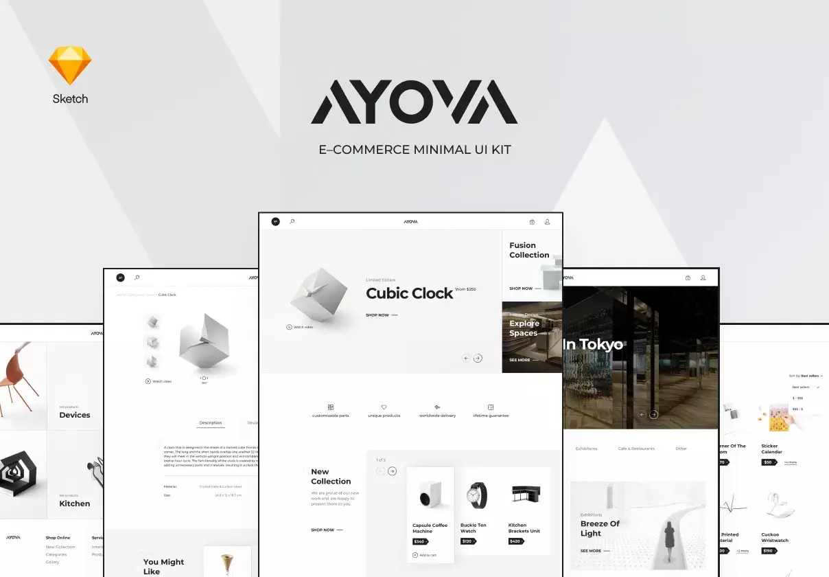 AYOVA – eCommerce UX/UI Kit Sketch Template