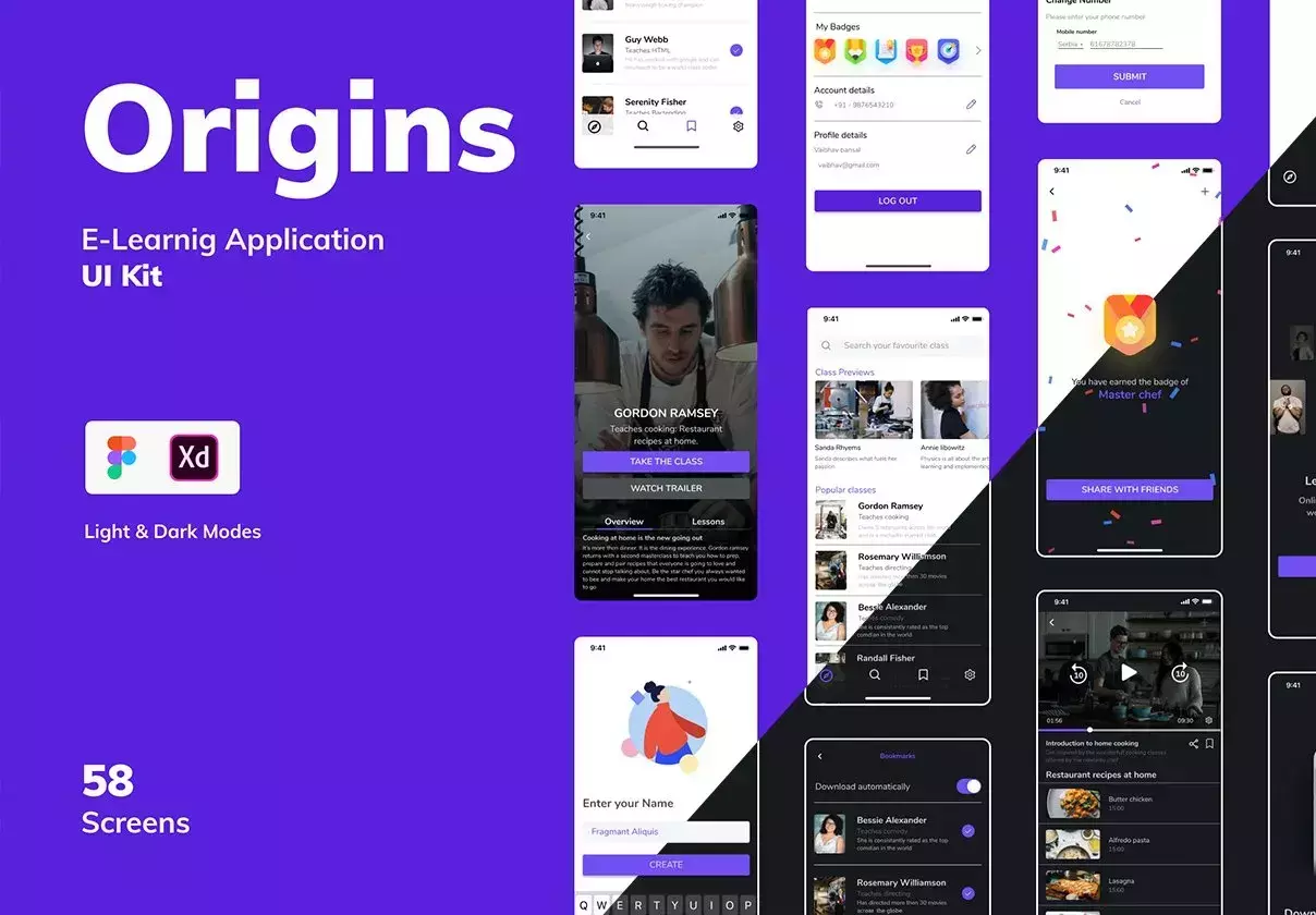 Origins - E Learning, Classroom, Masterclass and Course UI Kit