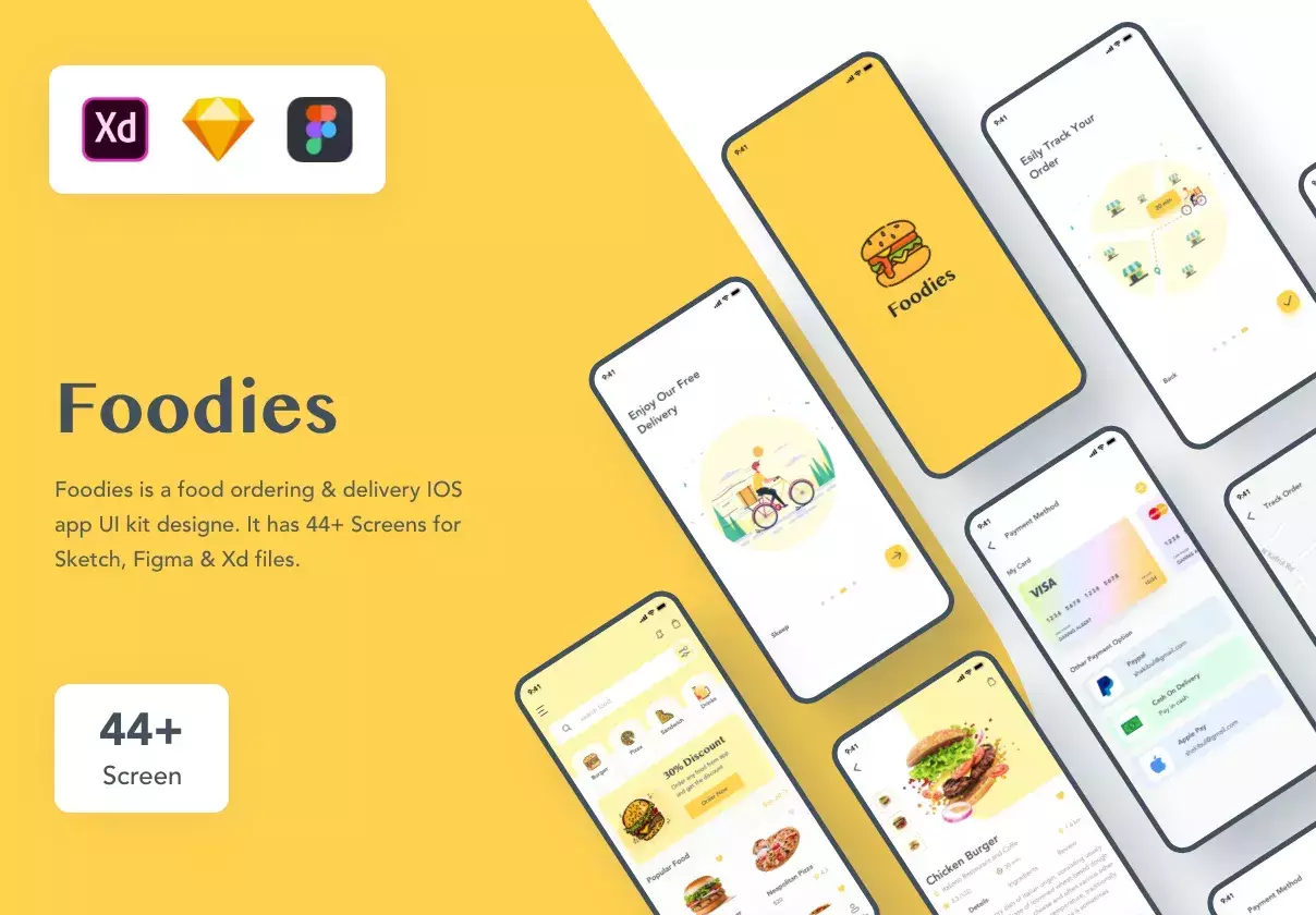 Foodies: Food ordering & delivery IOS app UI kit