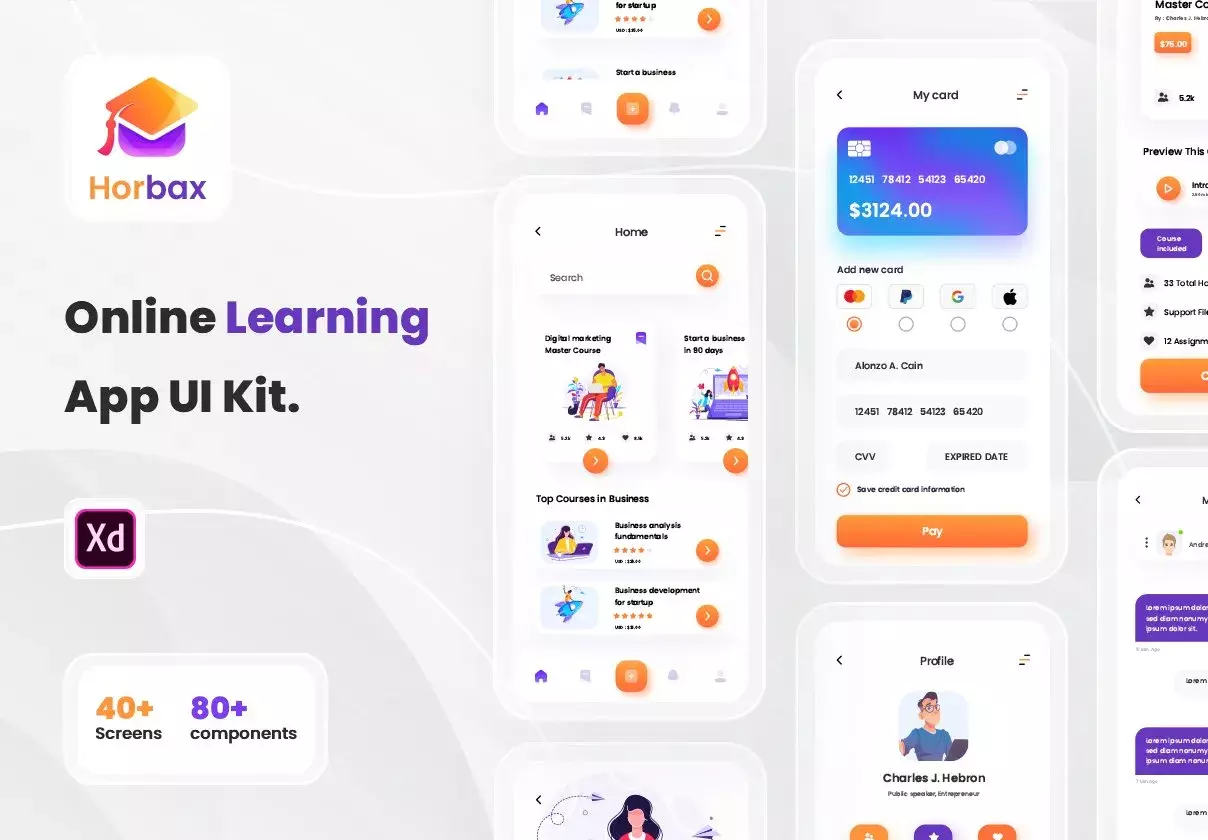 Horbax Online Learning  App UI Kit.