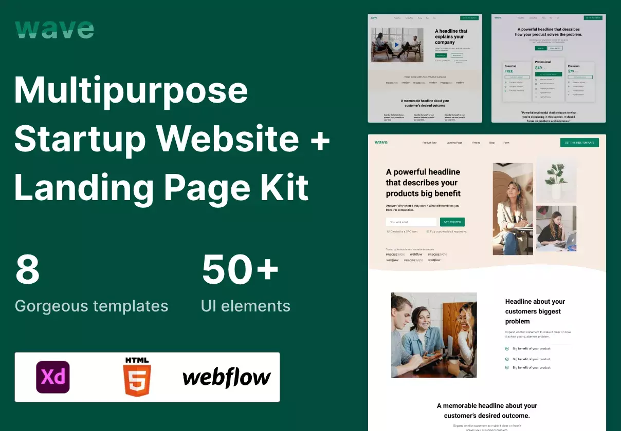 Wave — HTML5 + Webflow Theme for Startups
