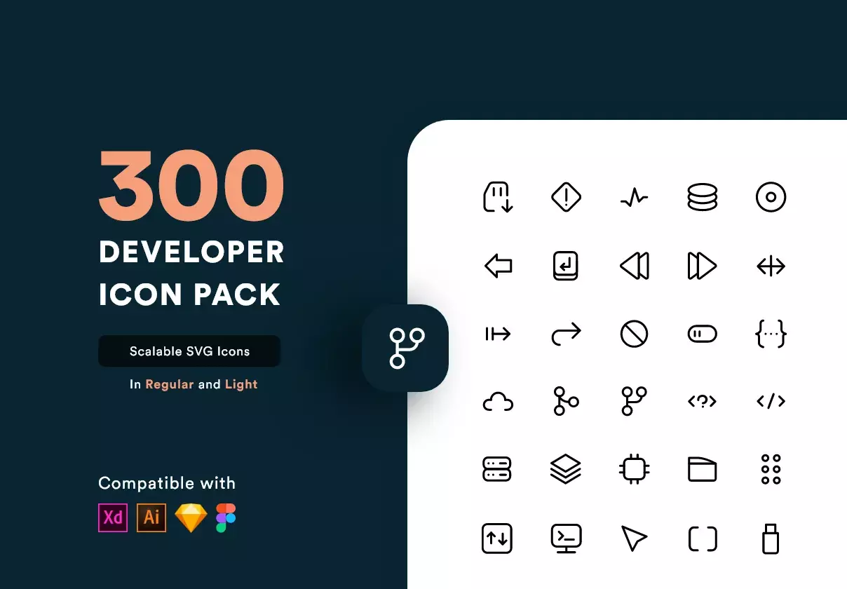 300 well crafted icon pack for related to software development