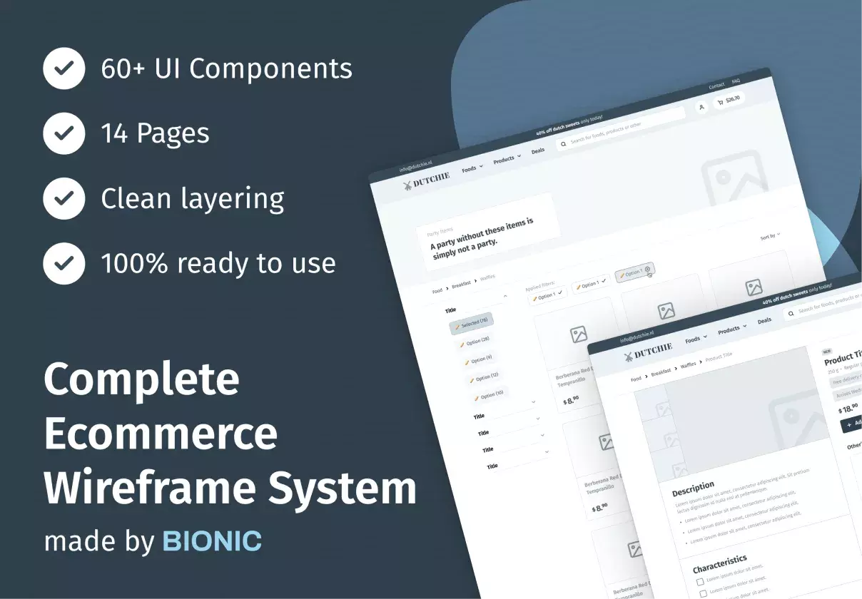 Dutchie | E-COMMERCE Wireframe Kit by BIONIC