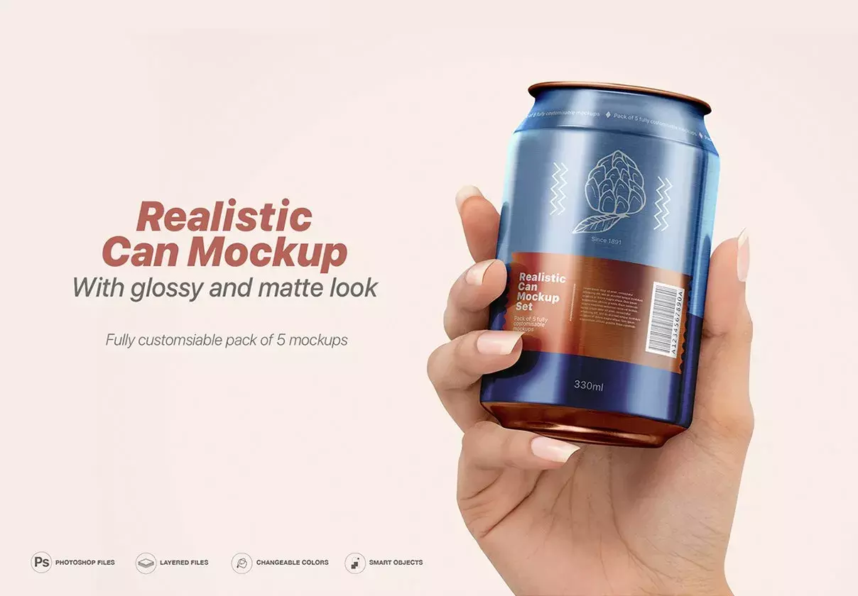 Realistic Can Mockup Set