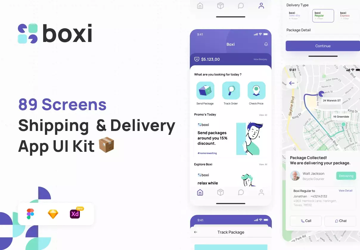 Boxi - Shipping & Delivery App UI Kit