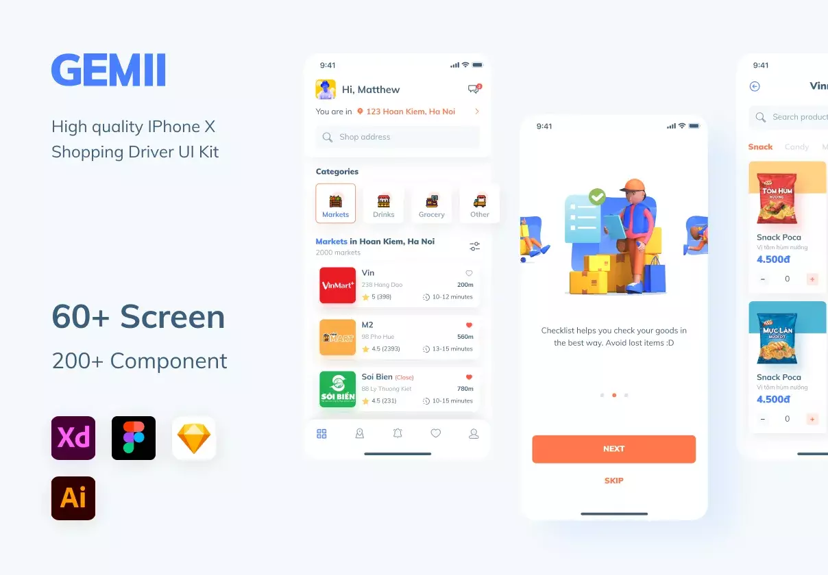 Gemii - Shopping Driver App UI Kit