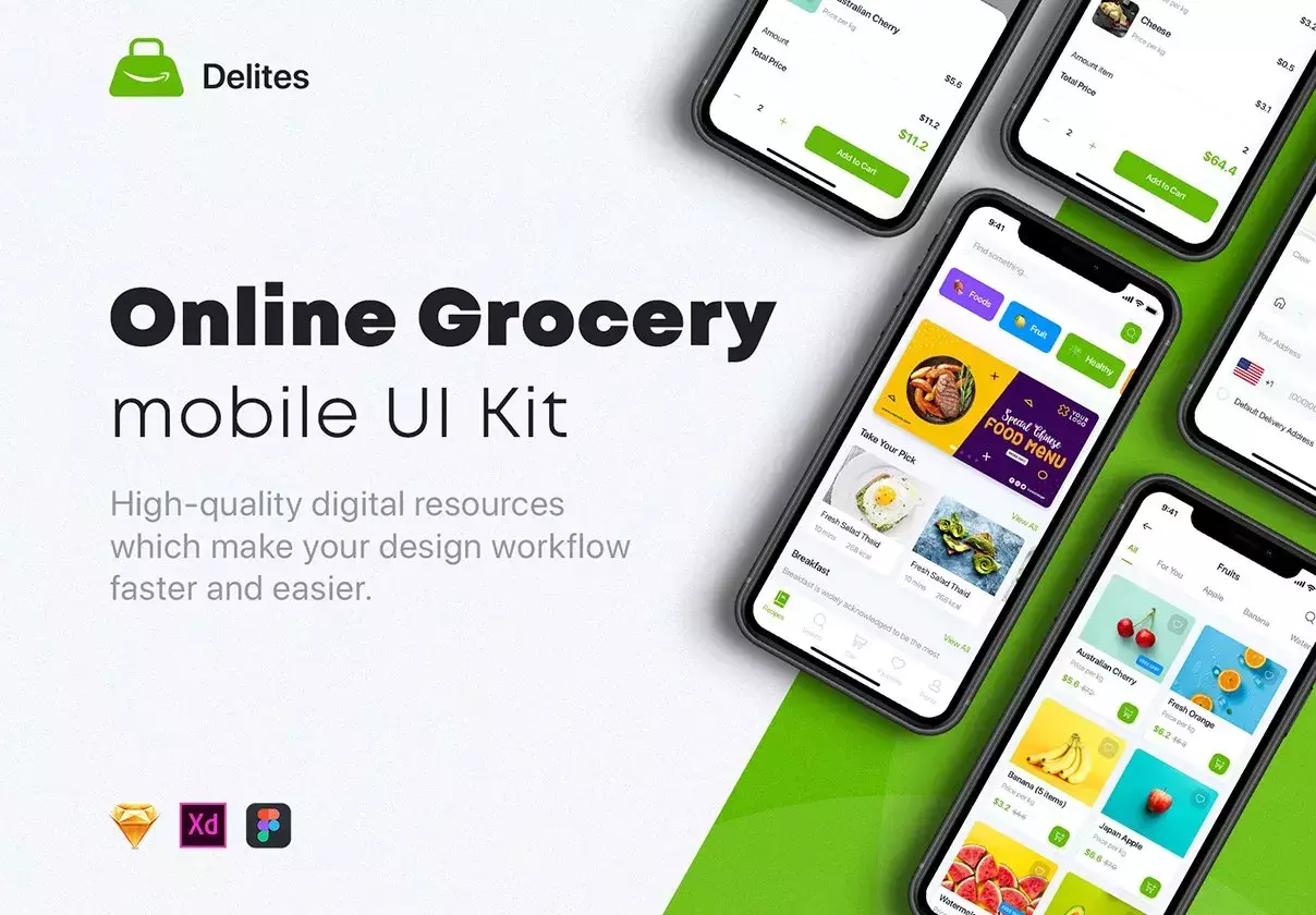 Delites - Online Grocery & Recipes UI Kit