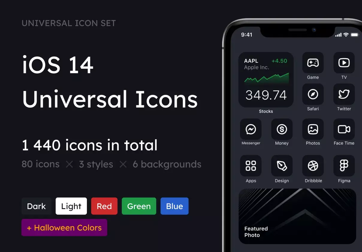 1440 PNG icons for iOS 14 in total