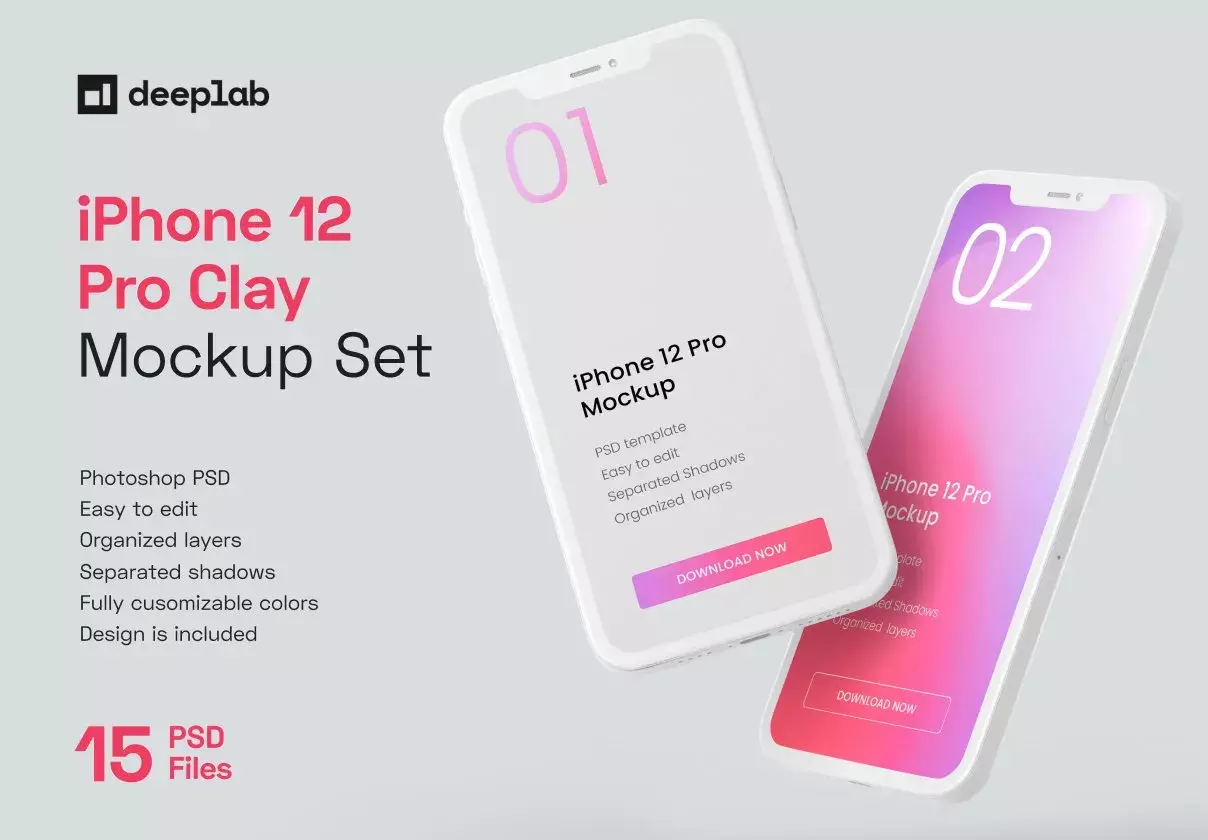 iPhone 12 Pro Clay Mockup Set