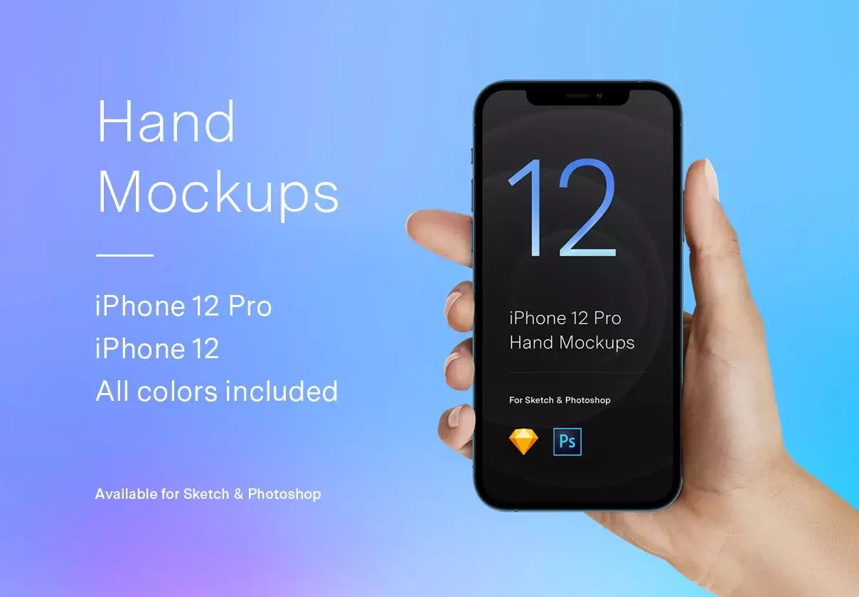 2 Hands Mockups iPhone 12 Pro & iPhone 12