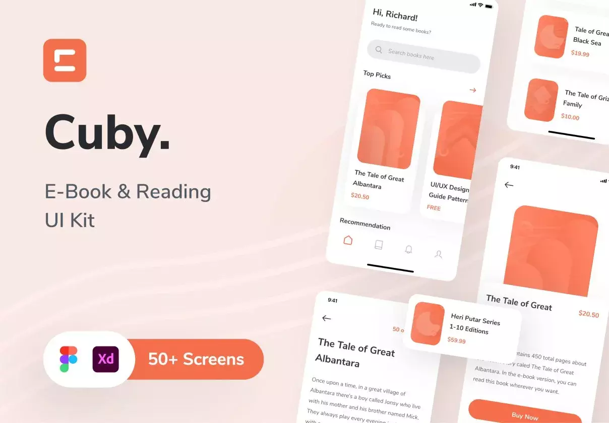 Cuby - E-Book Store & Reader App UI Kit