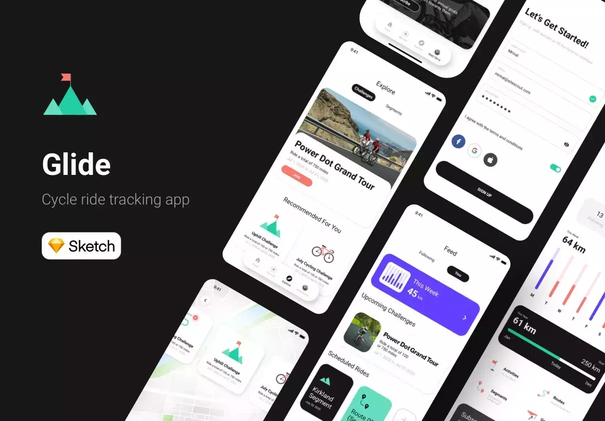 Glide Cycling App (UI Kit)