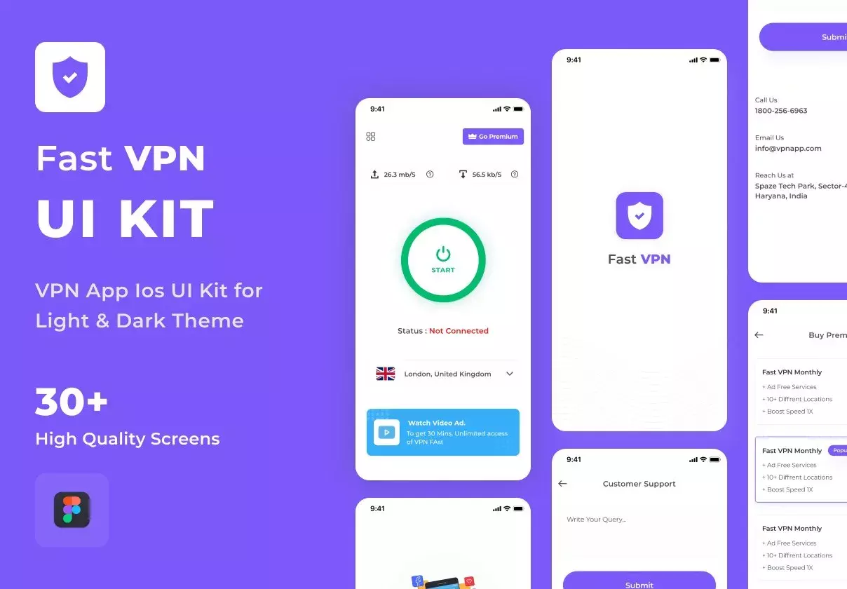 VPN UI Kit Light & Dark Theme