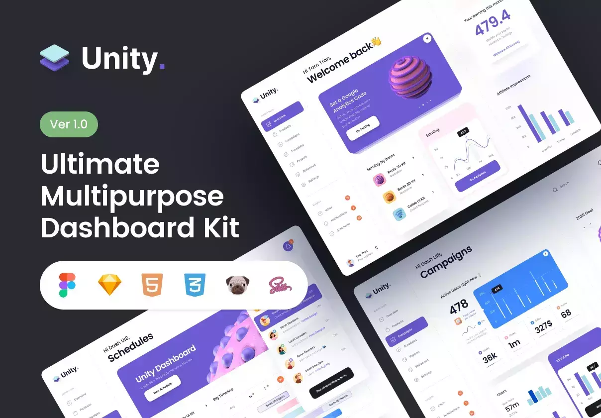 Ultimate Multipurpose Dashboard Kit including Design + Code