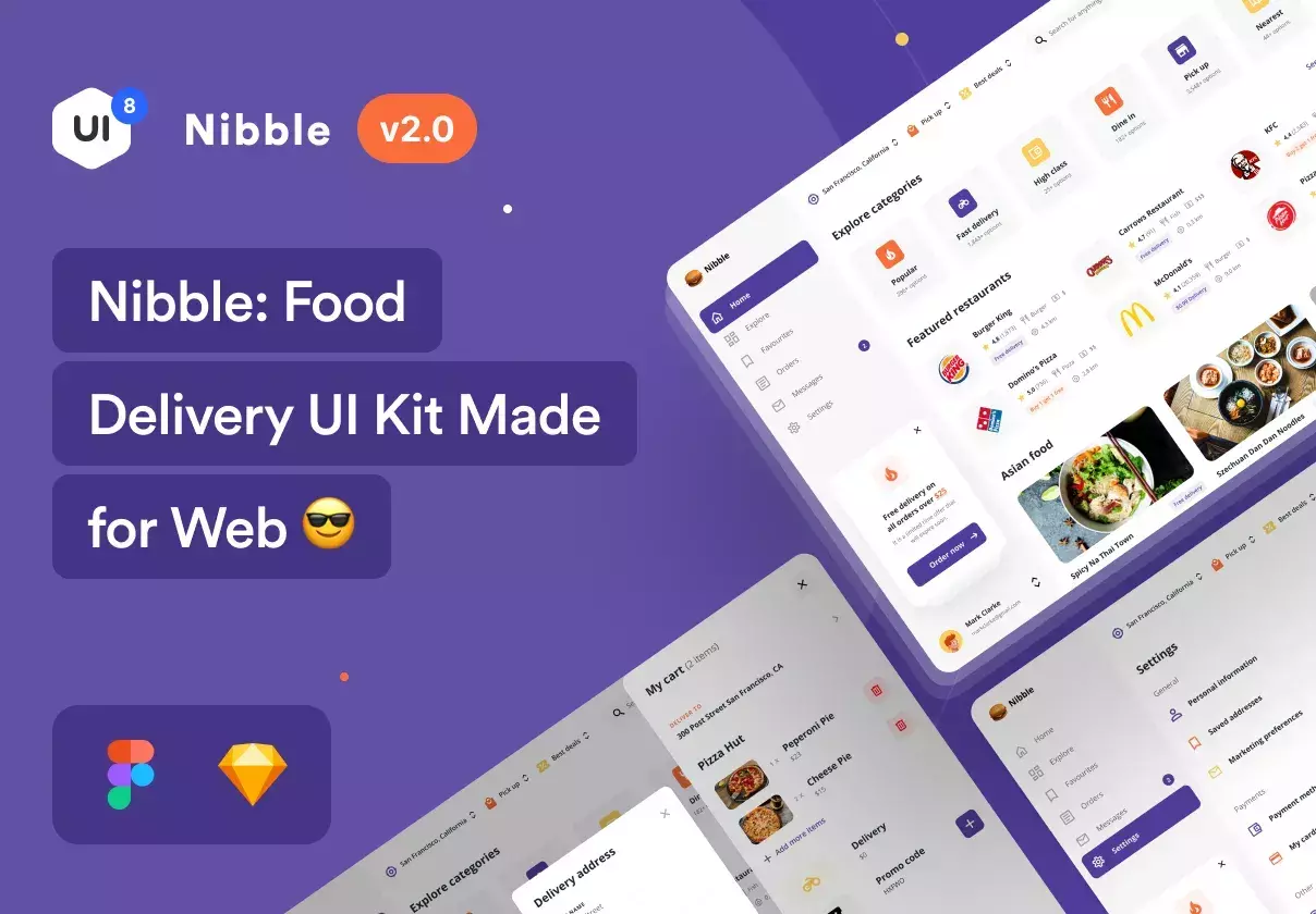 Nibble is a food delivery UI kit that was designed for desktop & tablet devices