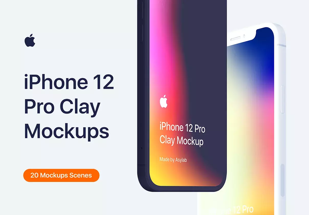 iPhone 12 Pro - 20 Clay Mockups Scenes