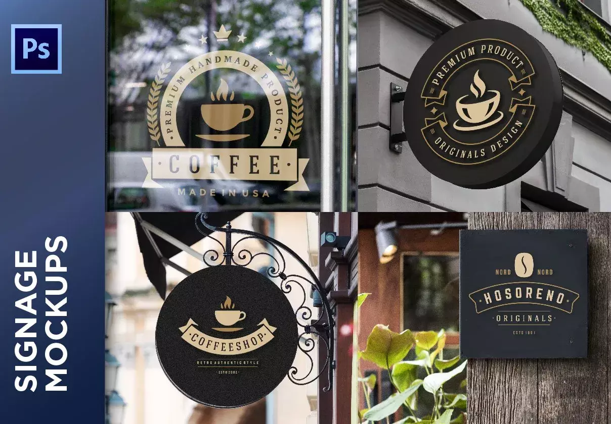 Cafe and Coffee Shop Logo Mockups