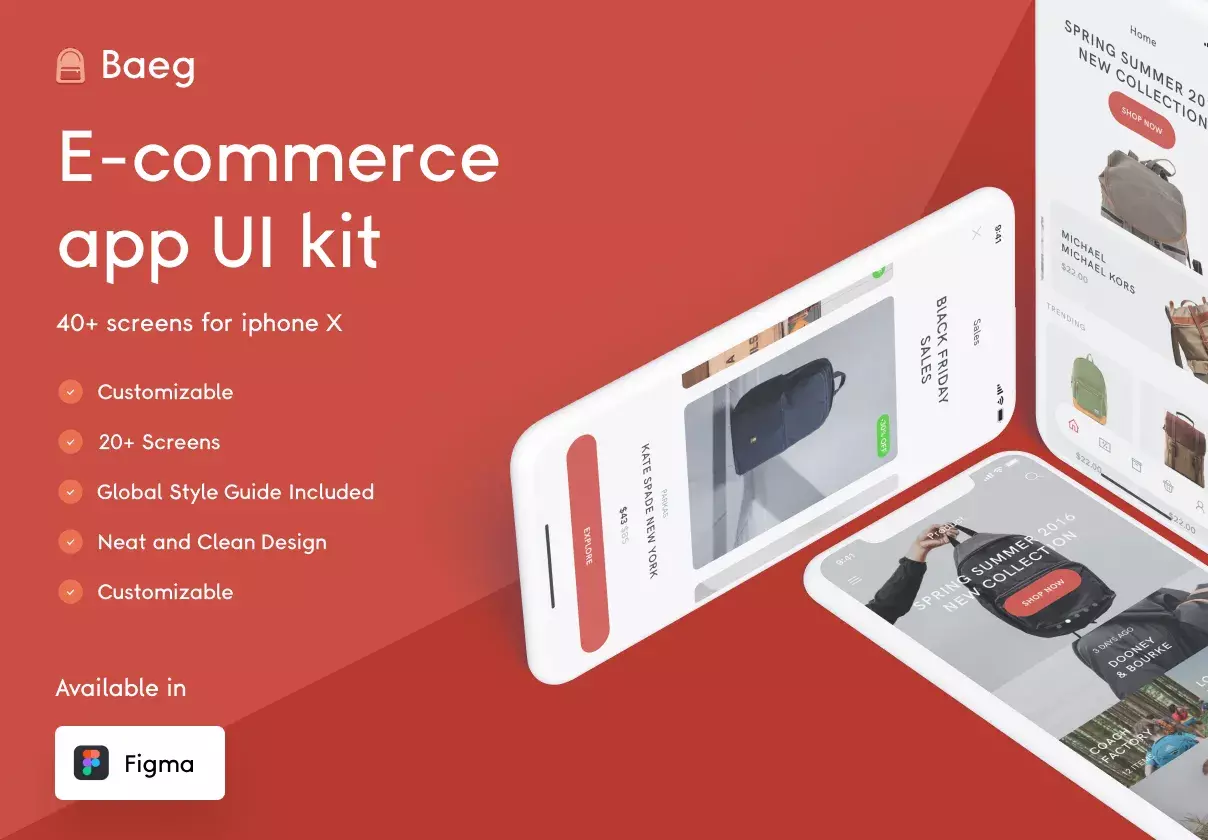 Baeg Ecommerce app ui kit for IOS