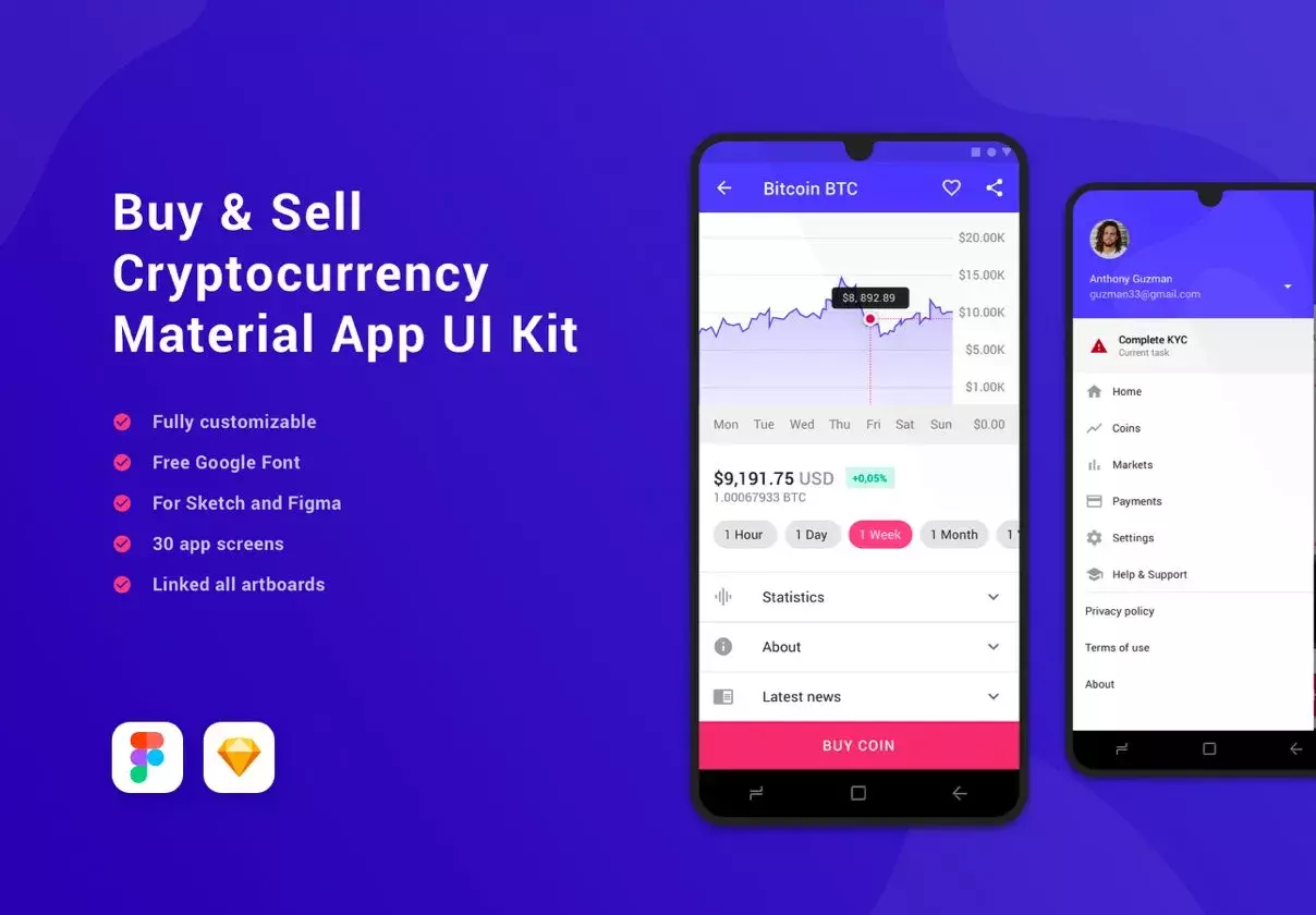 Crypto Material App UI Kit