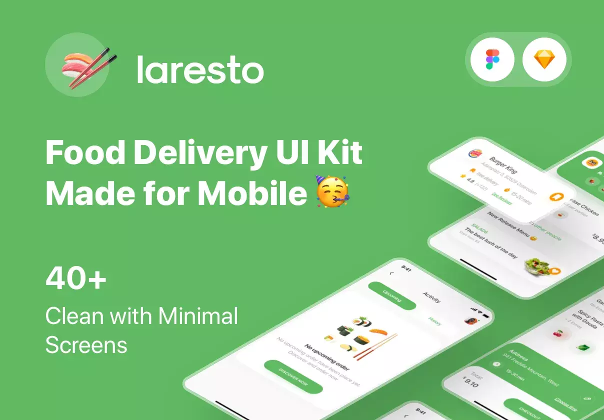 Laresto is a food delivery UI kit that was designed for mobile app