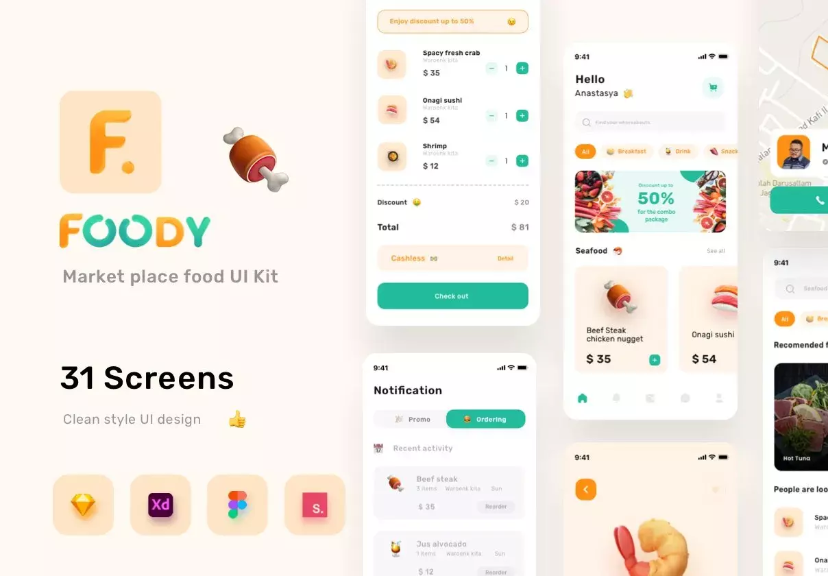 Foody is a Food Delivery App, this app helps users to order their food with the market like a restaurant. you can see the live tracking driver that picks your food and also make chat, call in realtime.