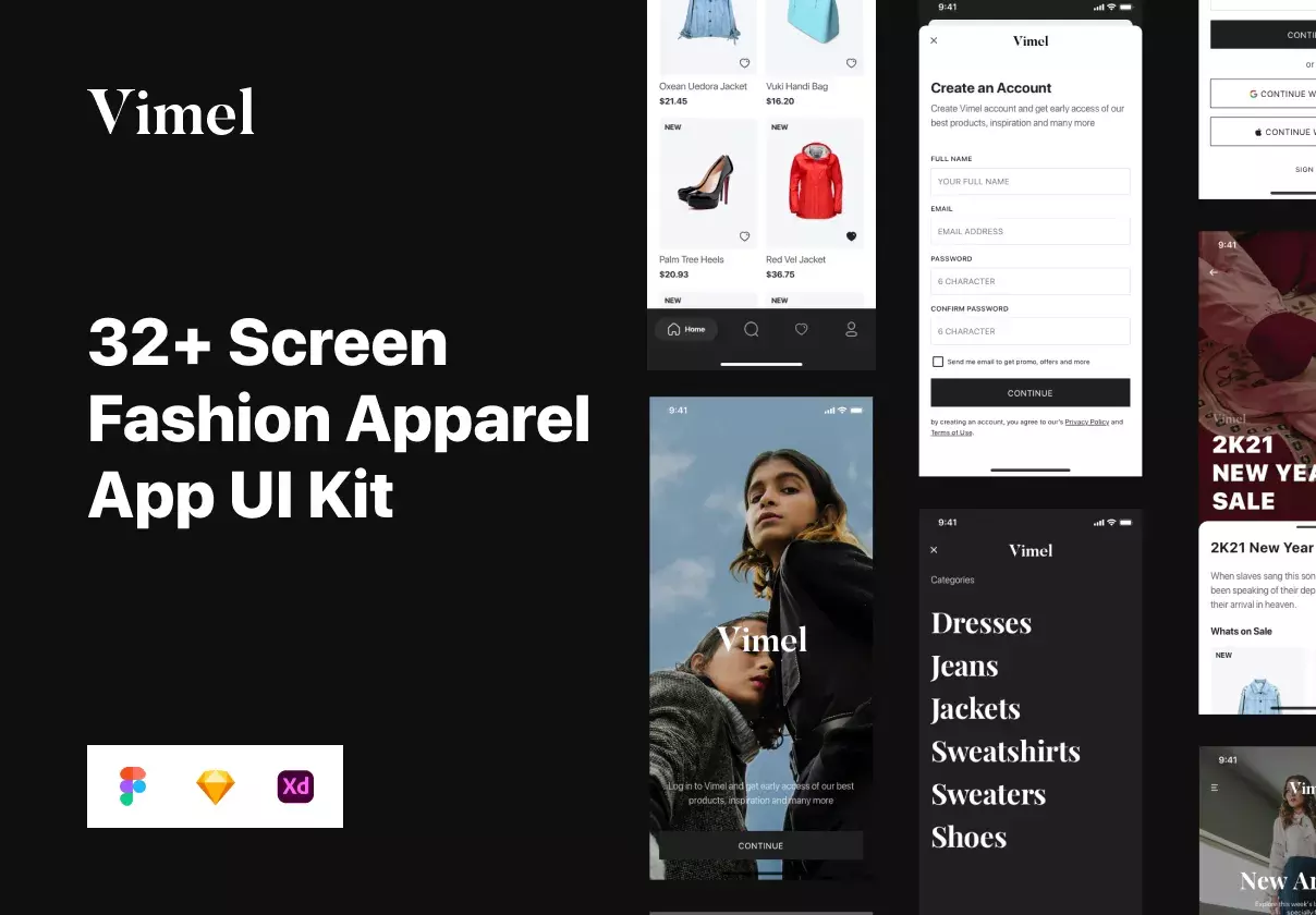 Vimel - Women Fashion Apparel App UI Kit