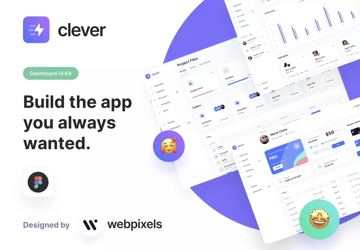 Stand out from the crowd with this unique UI kit perfect for building beautiful web apps and dashboards