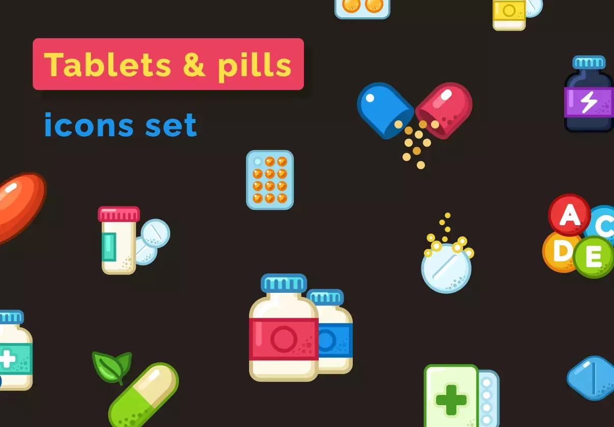 Pills & Tablets Icons Set