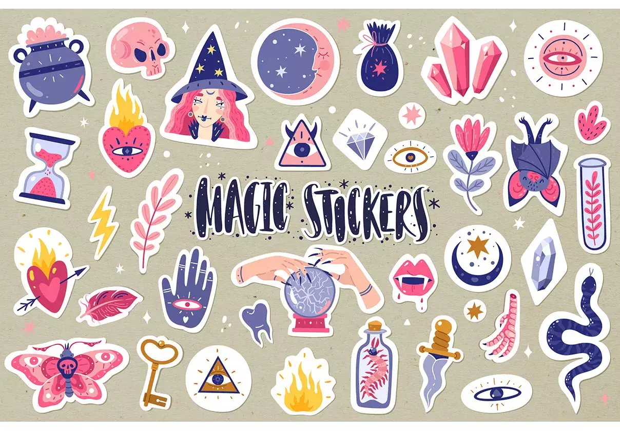 Magic icons doodles set