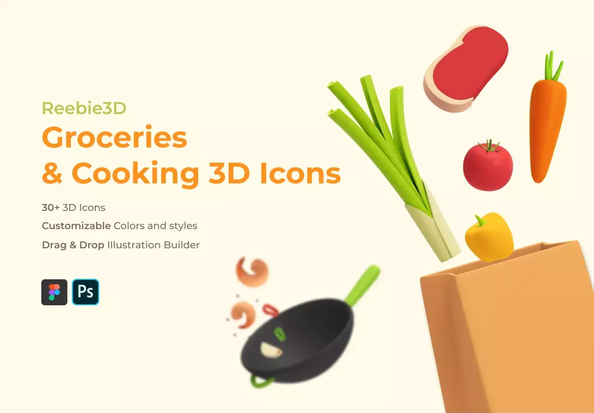 Reebie 3D Groceries & Cooking Pack