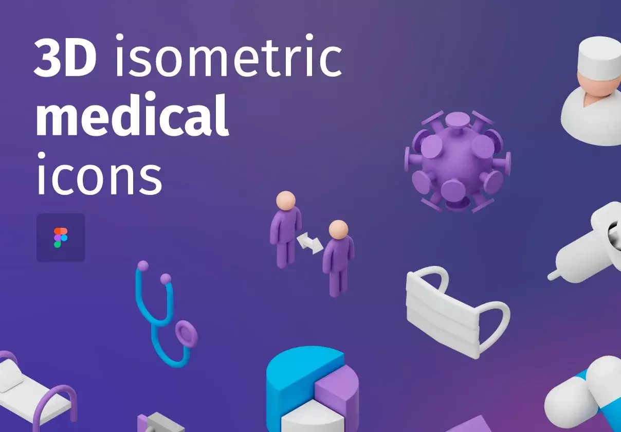 3D isometric medical icons