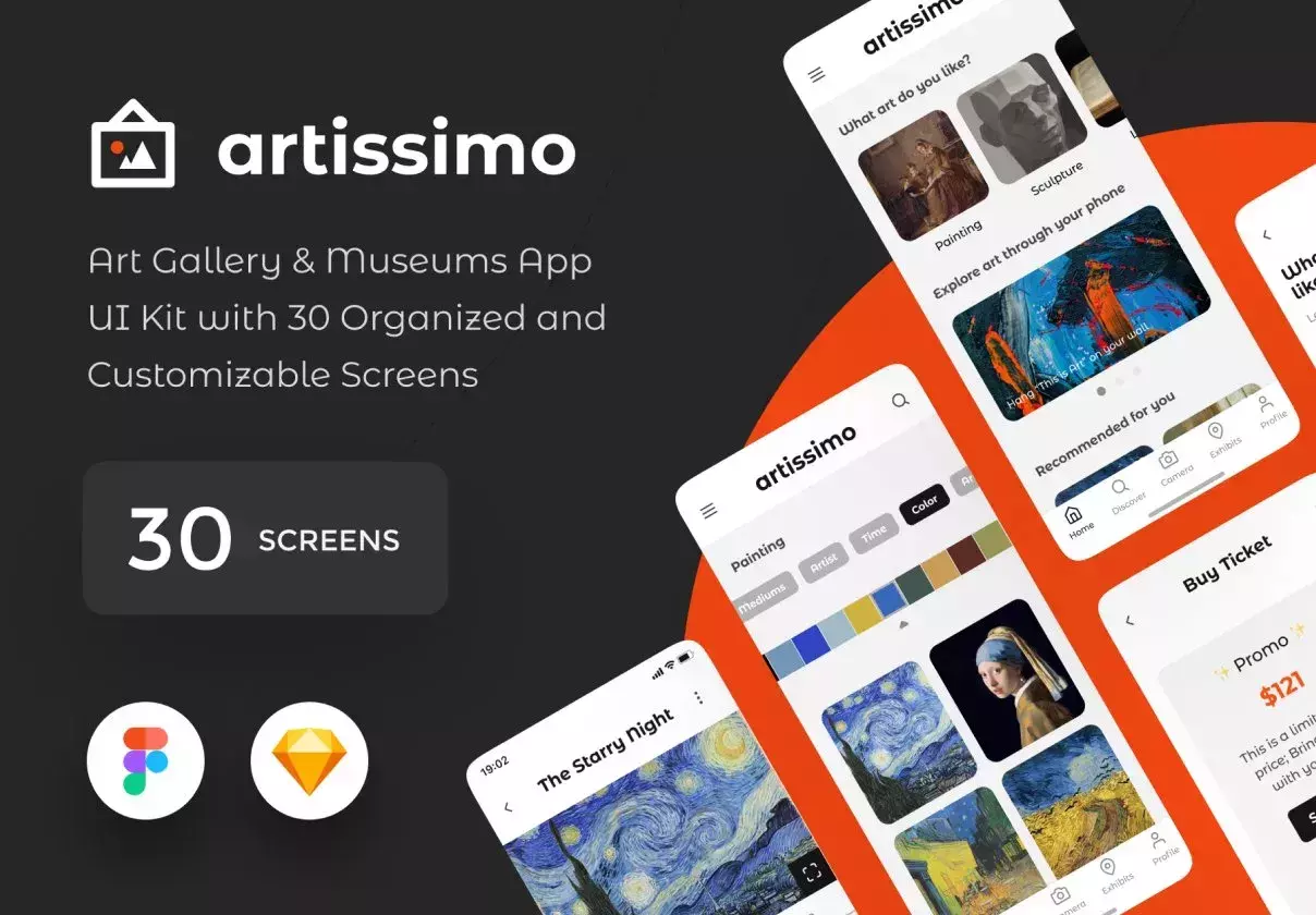 Artissimo Art & Museum App UI Kit