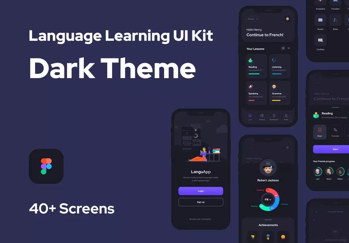 Language Learning App (Dark Theme)