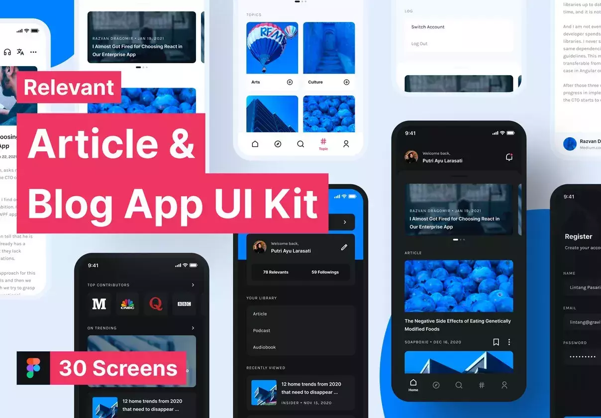 Relevant - Article & Blog App UI Kit