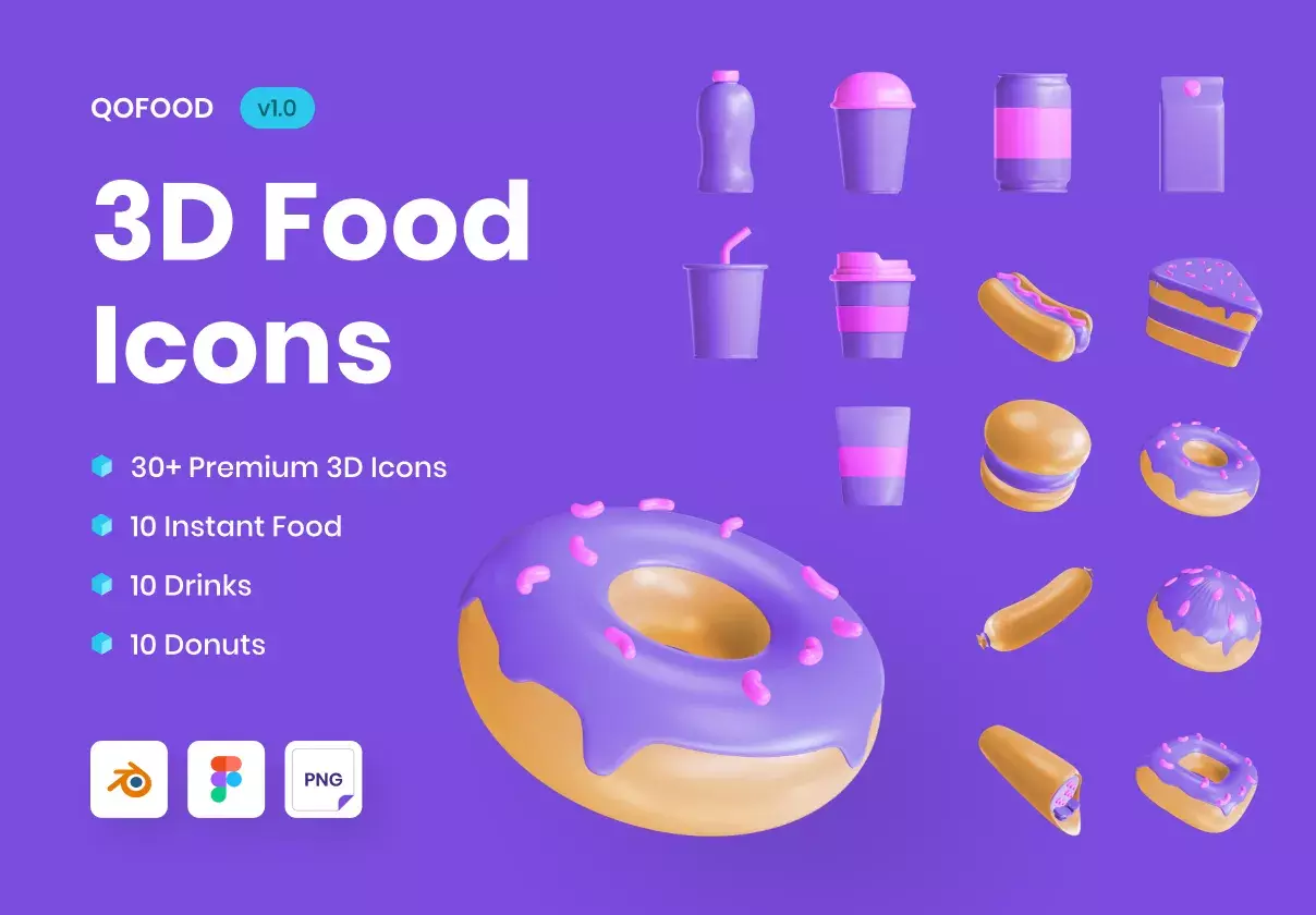 3D Food and Drink Icons for your stunning App Design, Website, Print, or Template