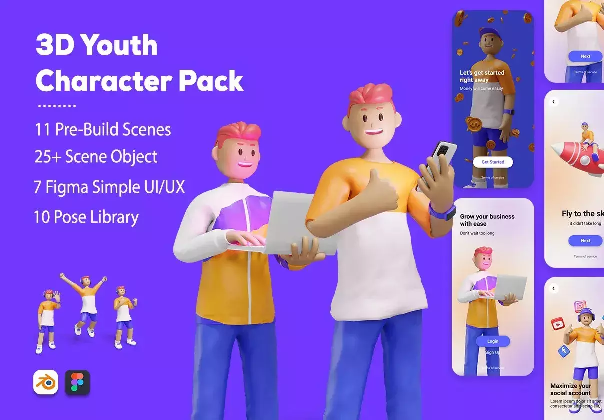 3D Web Illustration - Youth Character Pack