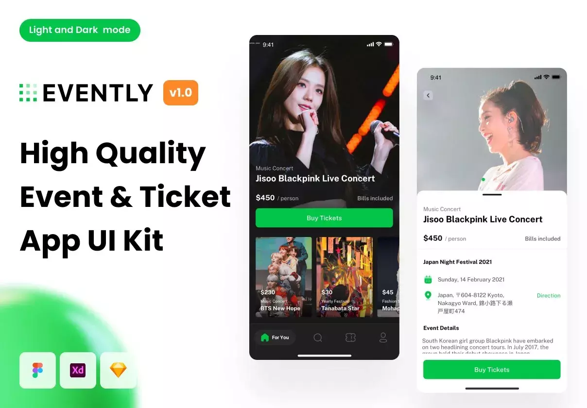 Evently  - Event & Tickets App UI Kit