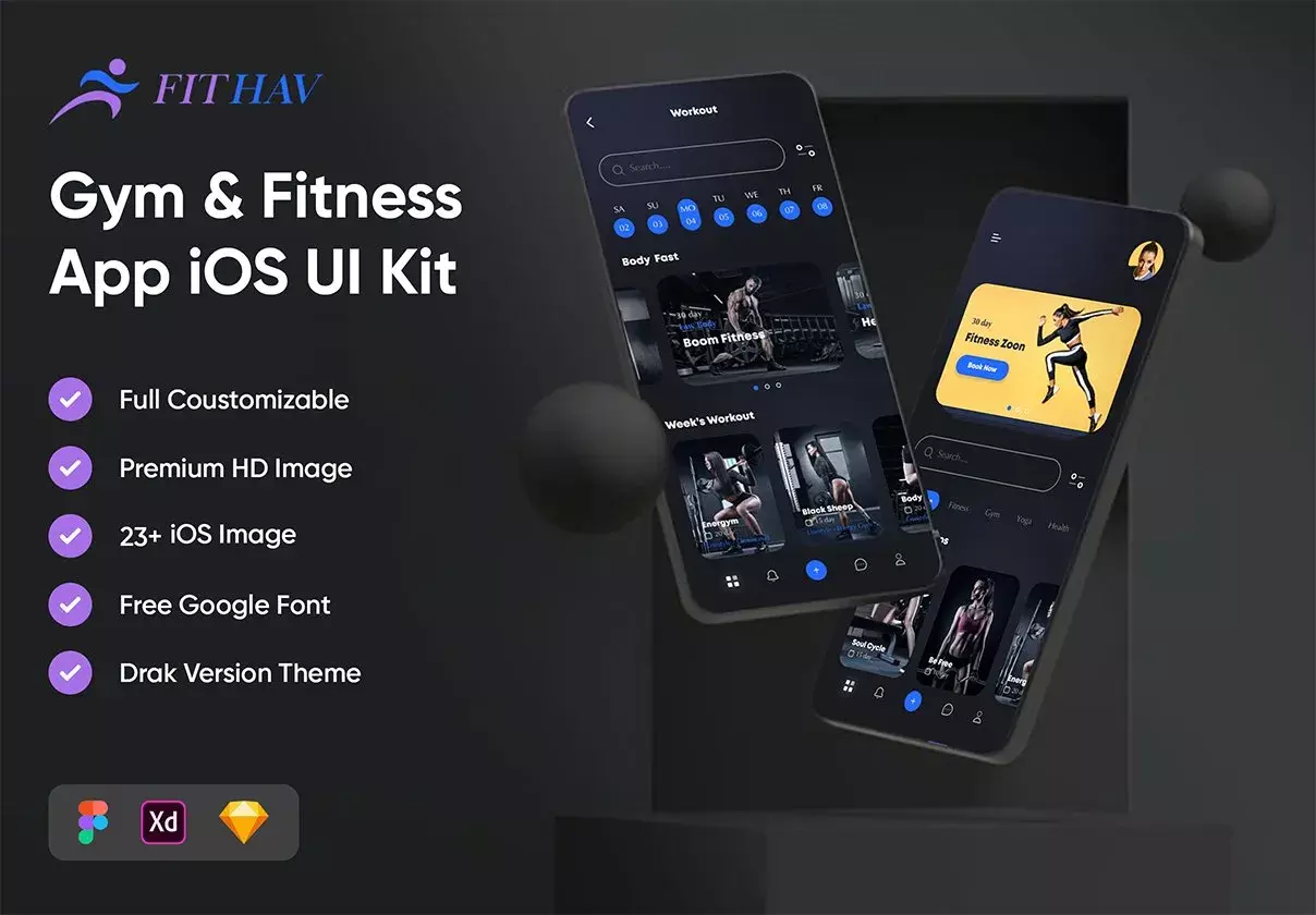 Gym & Fitness App iOS UI Kit