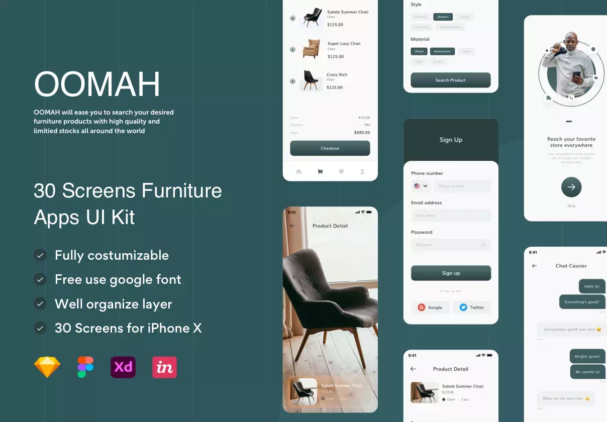 Oomah - Furniture Apps UI KIT