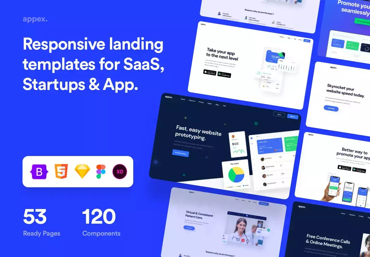 Production Ready Bootstrap Landing Templates for SaaS, Services, Software, Agency & App