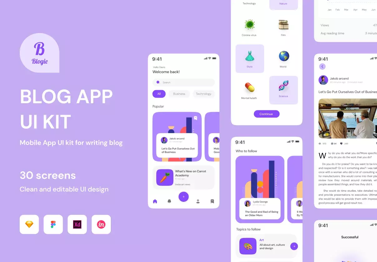 Blogie - Blog Apps UI KIT