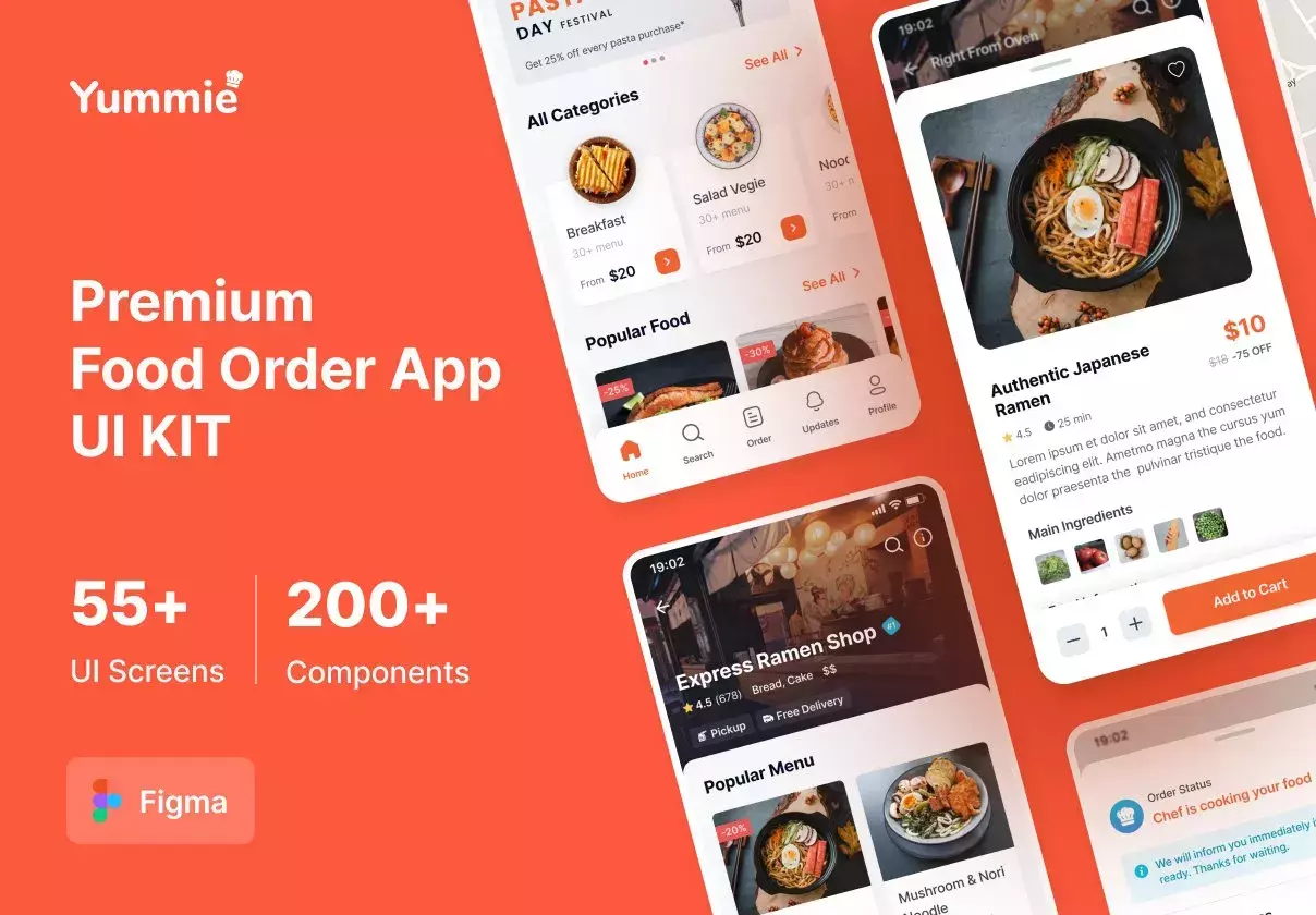 Yummie Premium Food Order App UI Kit